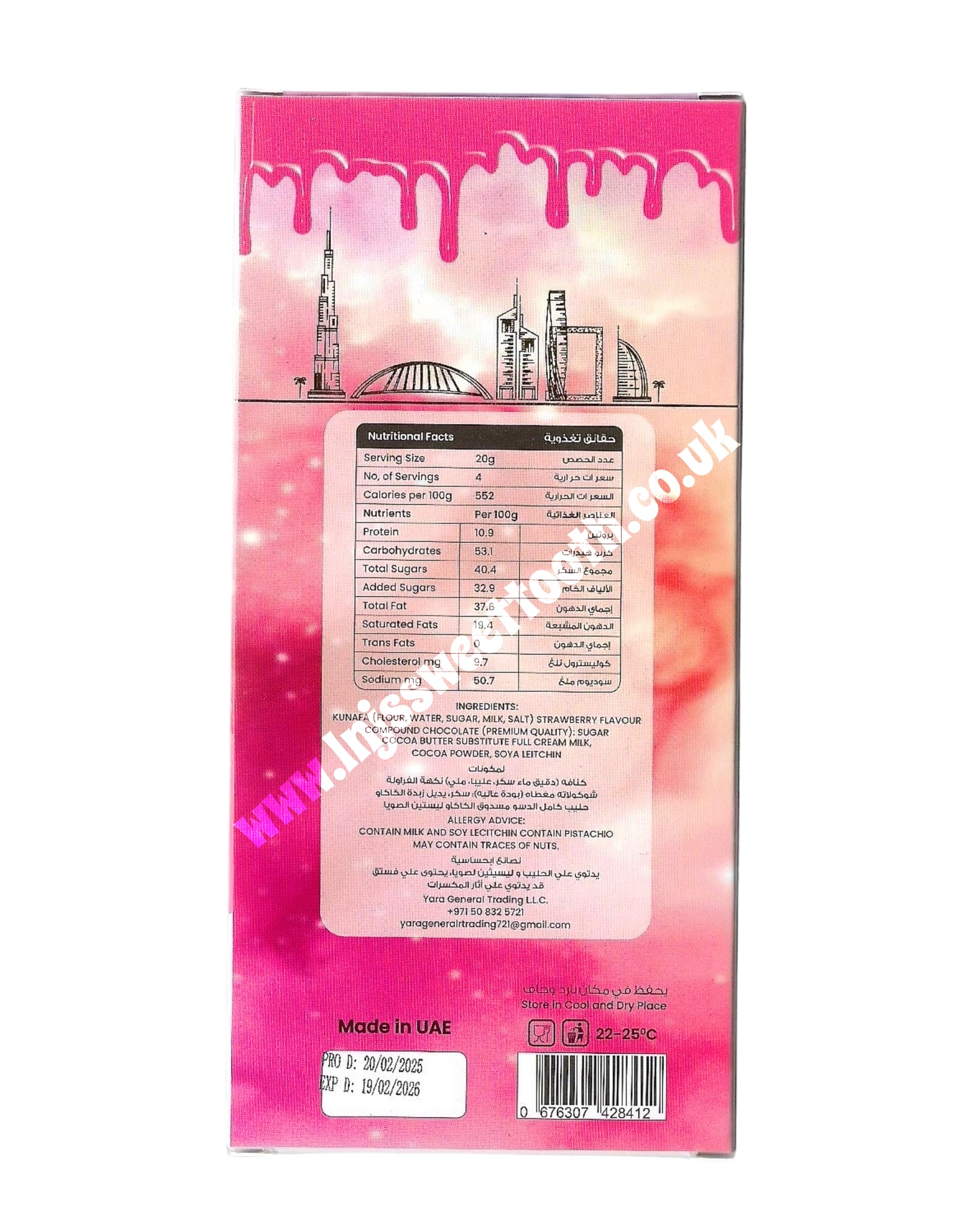 Viral Yara Kunafa Dubai Chocolate Strawberry 200g (Dubai)