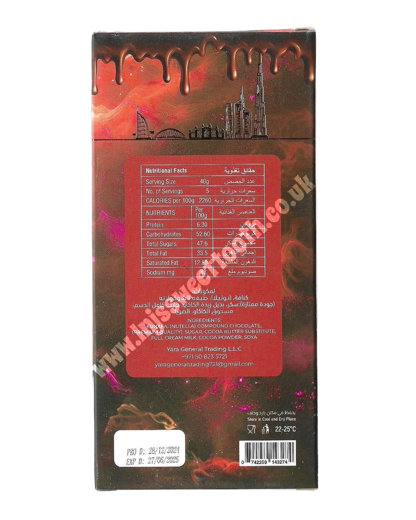 Viral Yara Kunafa Dubai Chocolate Nutella 200g (Dubai)